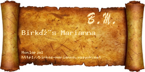 Birkás Marianna névjegykártya